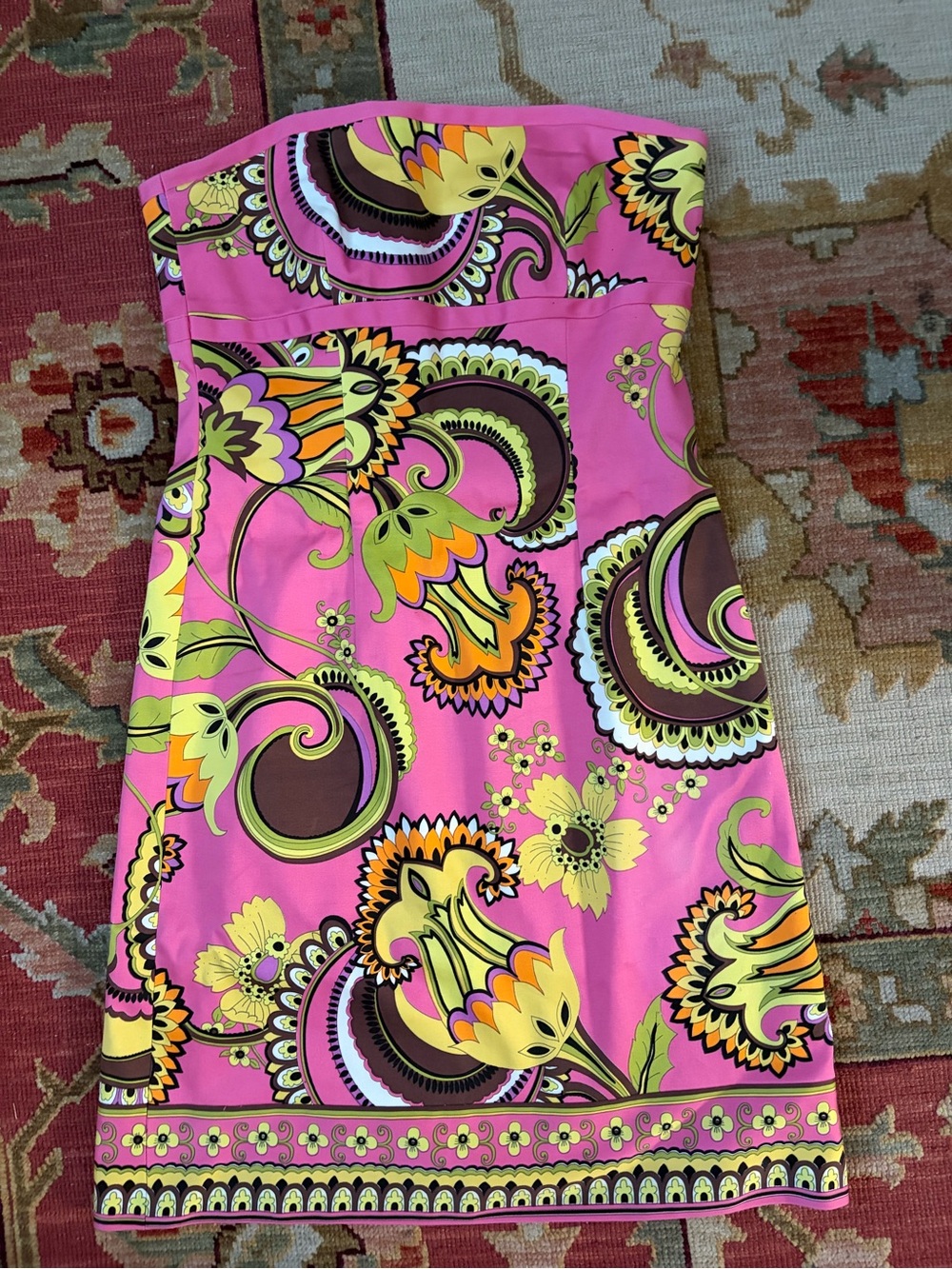 Laundry by Shelli Segal Pink Paisley Strapless Dress Size 2